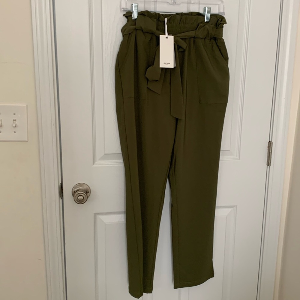 Women’s Grace Karin  Dressy Paper Bag Pencil Pants- Size Large-NWT